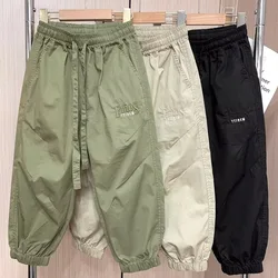 2023 Spring & Autumn New Children Cargo Pants Boys Pocket Pants Children Baby Boys Solid Color Trousers Casual Clothes