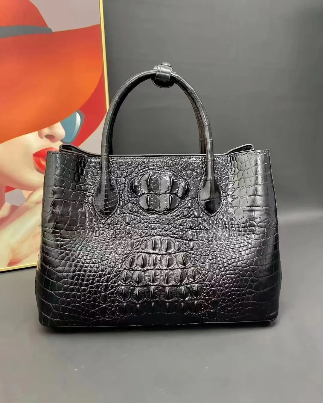 Real crocodile leather handbag made of 100% genuine leather