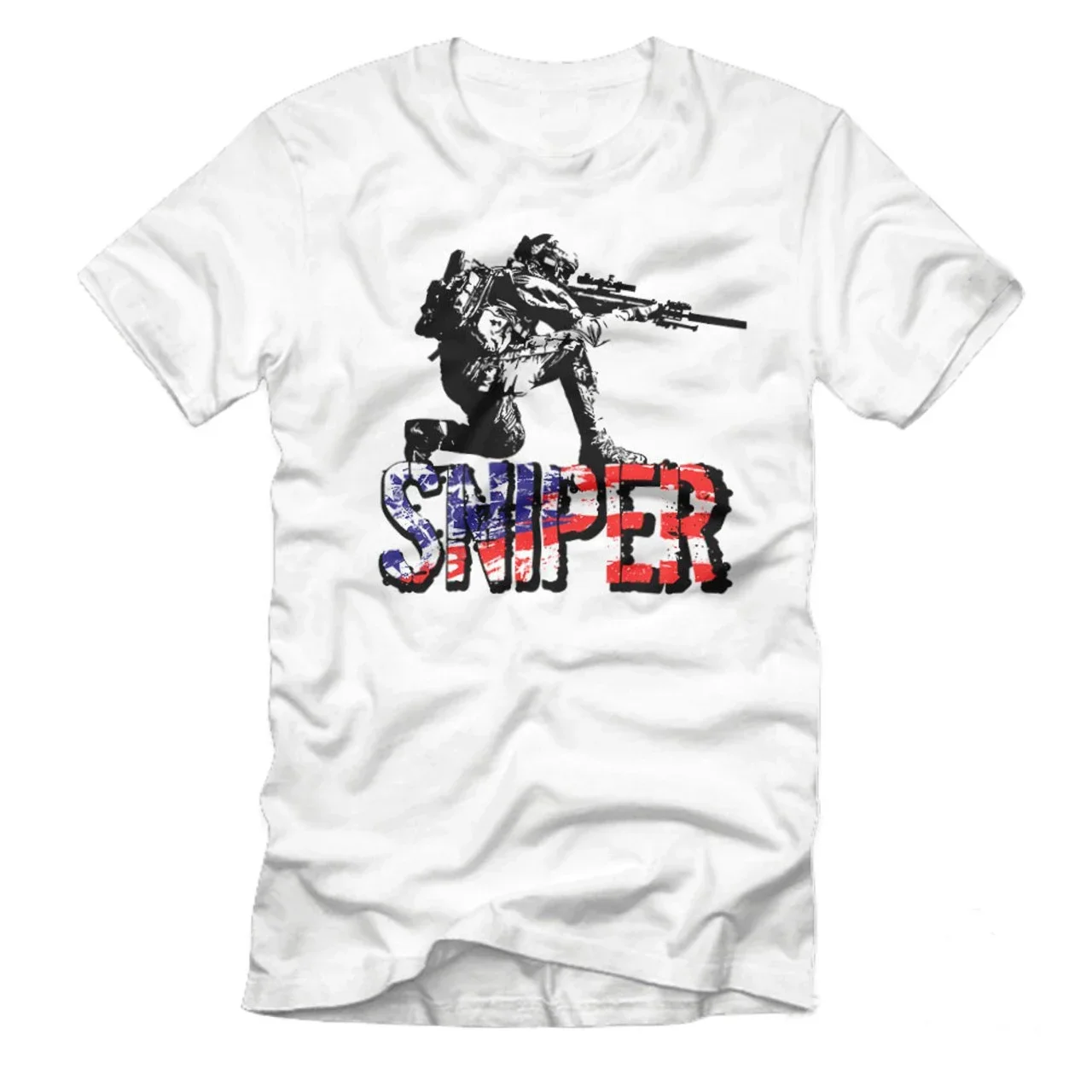 USA Flag Sniper Rifle Infantry Tactical T-Shirt. Summer Cotton Short Sleeve O-Neck Mens T Shirt New S-3XL
