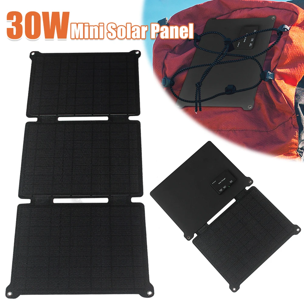 

30W12V/5V Solar Battery Charger USB/Type-C/DC Small Power Emergency Panels for RV Trailer Car Rooftop Farm Battery Accessories