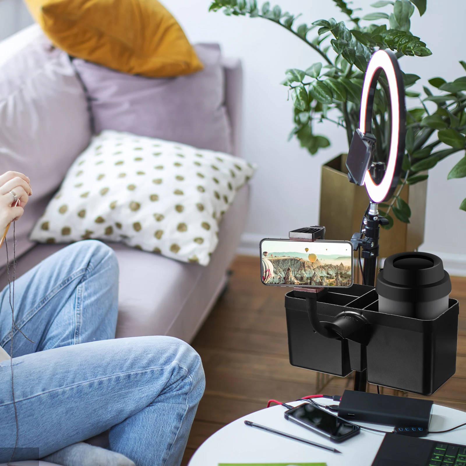 

Multifunctional Yellow Storage Cup Phone Holder Rack Cup Holder Metal Flexible Phone Clip Mic St AccessoriesBracket
