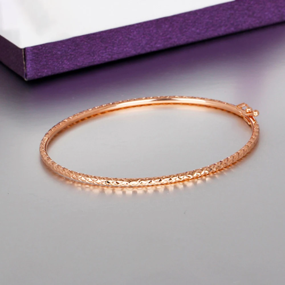 

Au750 Real 18K Rose Gold Bracelet Full Star Oval Women Bangle 2.5g 56mmW