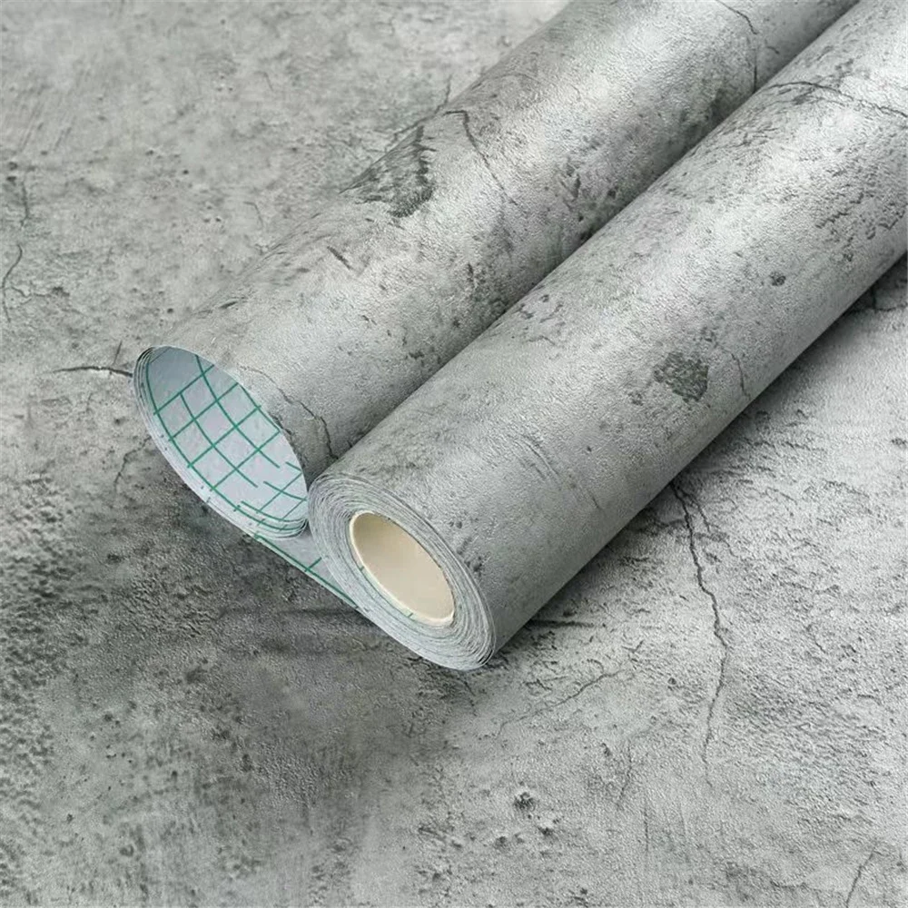 80cm wide Self-Adhesive Cement Gray Waterproof Wallpaper Dormitory Bedroom Wall Stickers Cabinet Furniture Renovation Decor Film