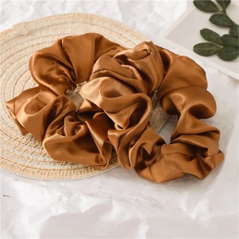 Scrunchies elásticos de Color liso satinado para el cabello para mujeres y niñas, accesorios para el cabello, soporte para cola de caballo, Scrunchies para el cabello de seda