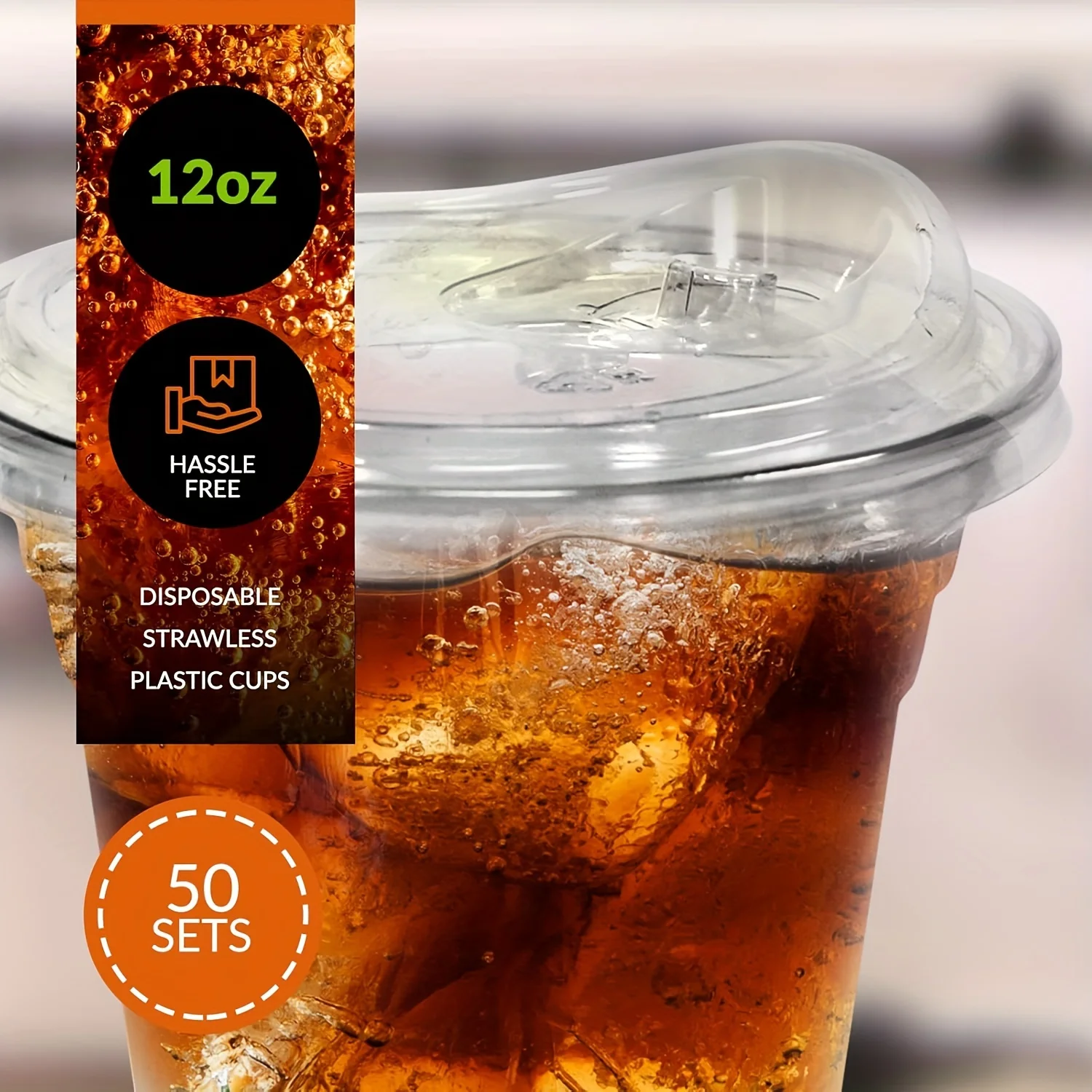 Disposable Transparent Plastic Cups With Lids, Suitable For Coffee, Milkshakes Family Gatherings, Halloween And Christmas