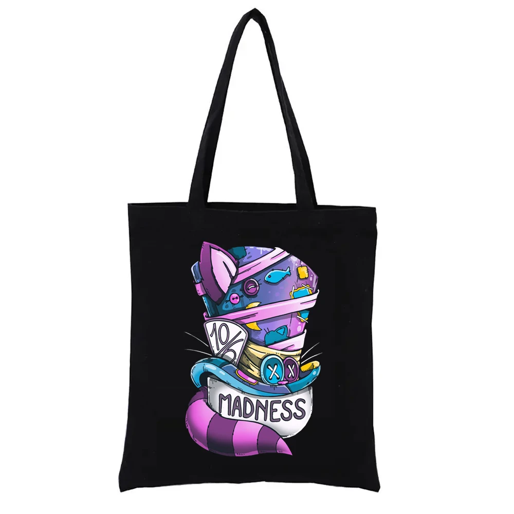 

Madness Graphic Print Geek Series Eco Bag S Cloth Bags Woven Tote Women's Handbags Totebag Fashion Funny Shopper Casual Totes