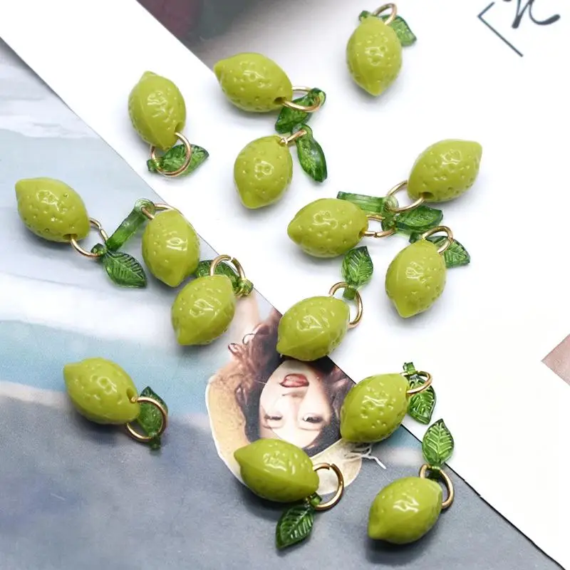 Small Clear Acrylic Lemon Charms Fruit DIY Pendants for Handmade Jewelry Bracelet Keychain Kids Craft Project Supplies view 2