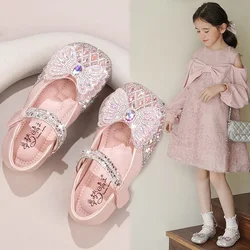 Girls' Princess 2024 Spring New Children's Shoes Small Leather Shoes Girls Crystal Baby Single Shoes