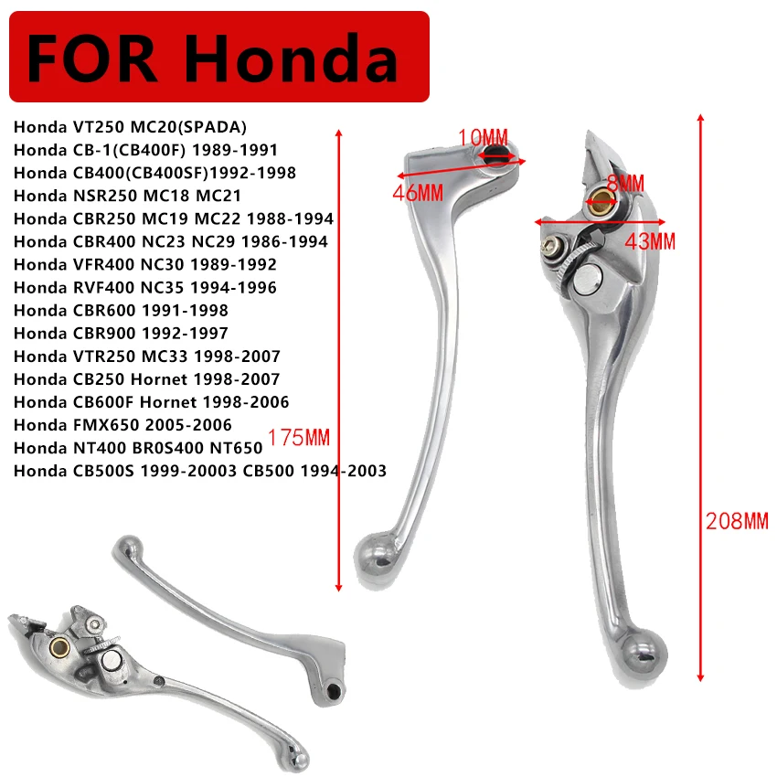 

Motorcycle Brake Clutch Levers For Honda VT250 MC20 CB-1 CB400 CBR600 CBR900 VTR250 MC33 CB250 CB600F Hornet FMX650 CB500S
