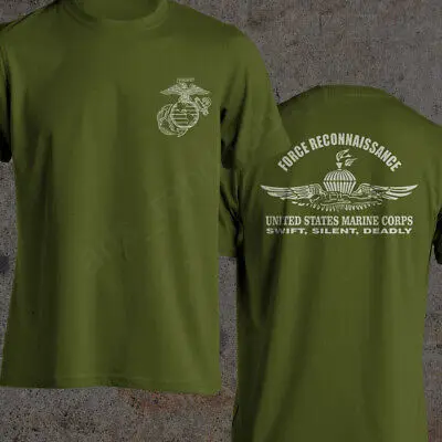 Swift Silent Deadly. Force Reconnaissance US Marine Corps T-Shirt 100% Cotton O-Neck Short Sleeve Casual Mens T-shirt Size S-3XL