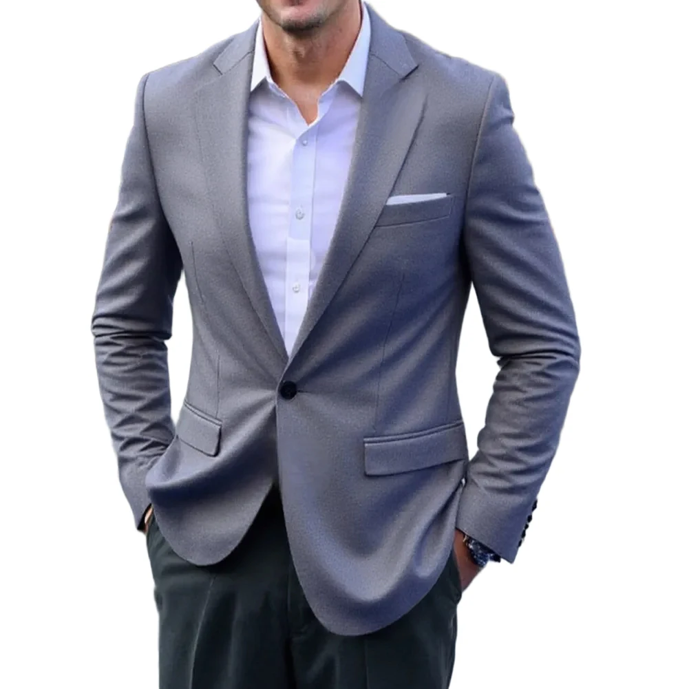 Traje de negocios Formal para hombre, abrigo, traje ajustado con un solo botón, chaqueta para novio, boda, trajes ajustados personalizados de un solo pecho para hombre