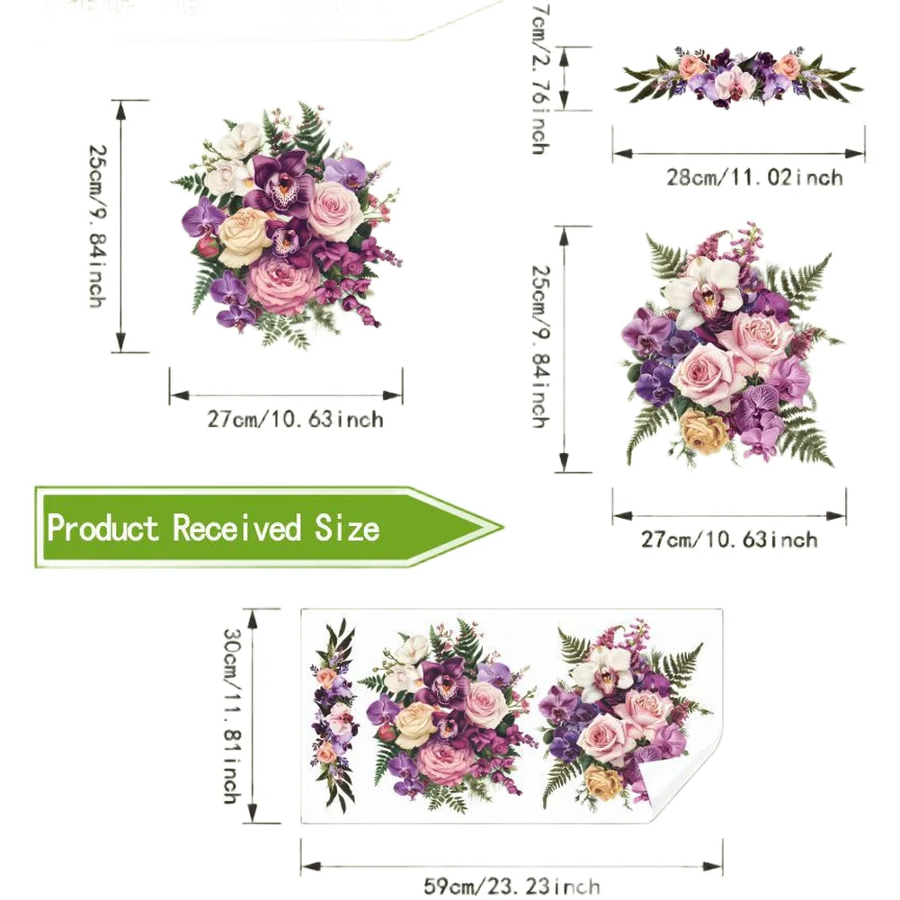 For Tiles For Glass Self-adhesive Vinyl Bathroom Wall Decal Bathroom Decor Purple Waterproof Wall Decals PVC Material