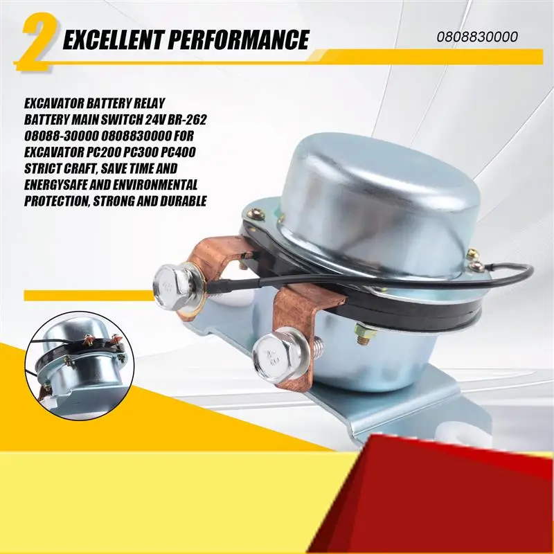 

Excavator Battery Relay Battery Main Switch 24V BR-262 08088-30000 0808830000 For Komatsu Excavator PC200 PC300 PC400-M53K