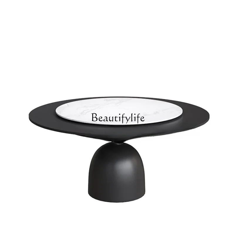 

FG10French Retro Rotating Reducing round Table Stone Plate round Telescopic Deformation Dining Table with Turntable