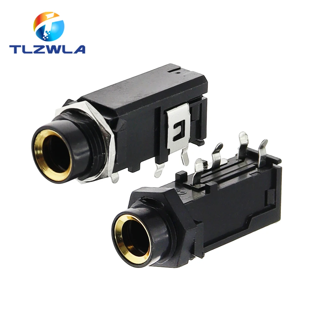 5 sztuk DIY 6.35mm / 6.5mm Jack pozłacane 4P Stereo dwukanałowe gniazdo mikrofonu 6.35 /6.5 Audio proste złącze jack