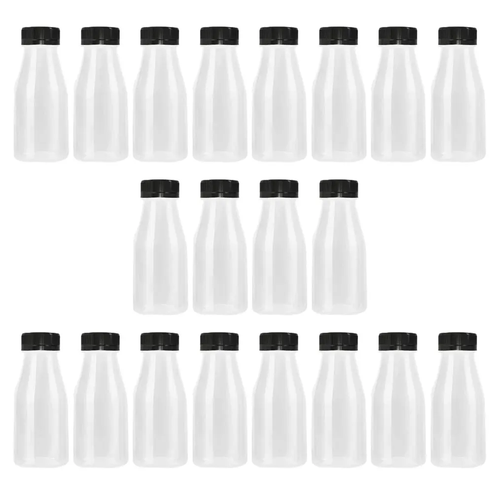 

20pcs Yogurt Bottle Plastic Reusable Beverage Containers Portable Milk Juice Lids Sturdy Clear Body Safe Storage