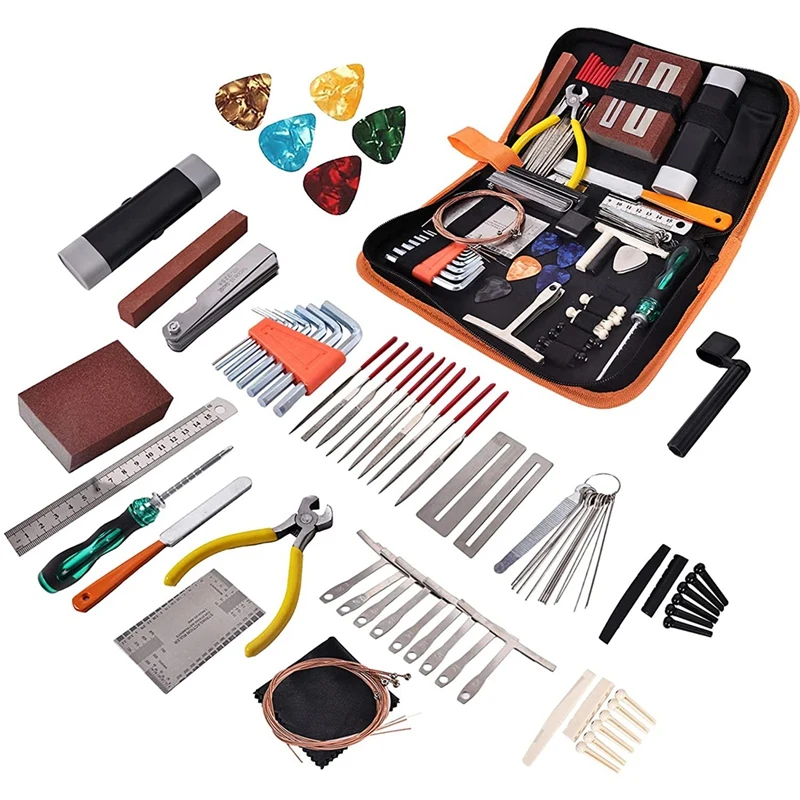 

86PCS Guitar Tool Kit,Professional Guitar Repair Kit With Guitar String Pick Bridge Guitar Accessories,Guitar Gift