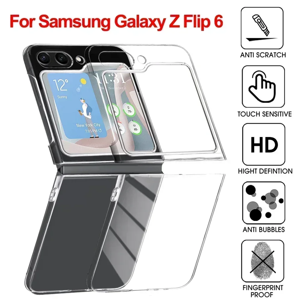 For Samsung Galaxy Z Flip 6 5 4 3 5G Transparent Case HD Hard PC Phone Shell For Samsung Z Flip6 ZFlip5 ZFlip4 Flip3 Clear Cover