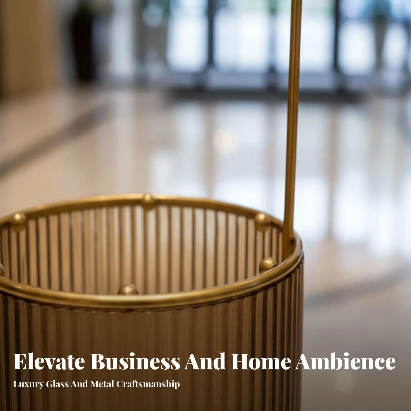 Sturdy Glass Umbrella Holder with Electroplated Metal Handle for Commercial Area Floor Storage