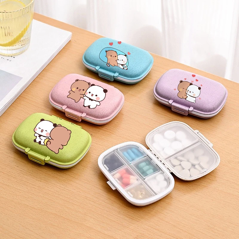 

Bubu Dudu Portable Pills Organizer Case Yier Bear Panda 8 Grids PillBox Tablet Storage Container Travel Pill's Box Pill Case