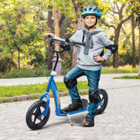 HOMCOM scooter for kids 5-12 years old wheels 12 blue adjustable brake and handlebar