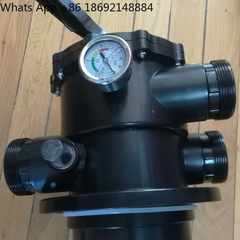 Filtro de arena para piscina con válvula de seis posiciones de 1.5 y 2 pulgadas, anillo flexible de flor de ciruelo y almohadilla de goma.