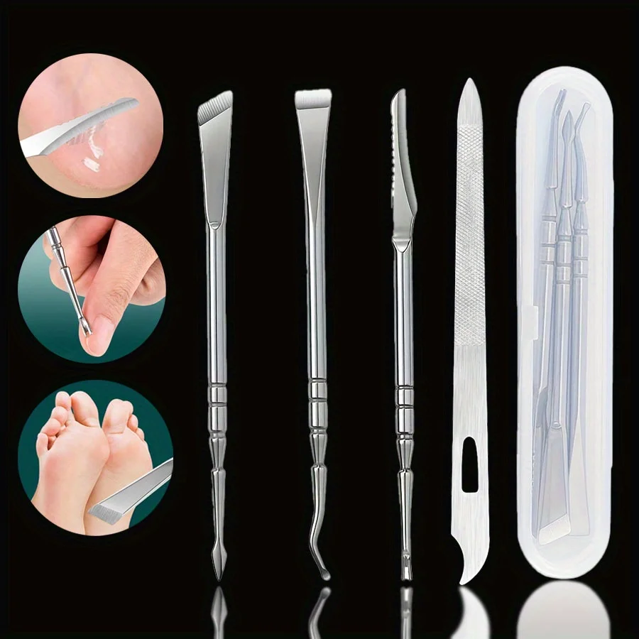 

4pcs stainless steel dual-purpose foot trimmer with box, inward growing toenail removal kit,foot repair scar tissue shaving tool