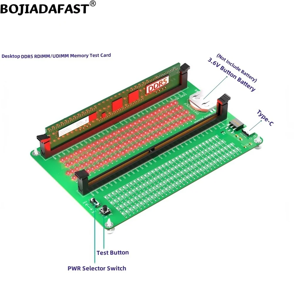 

Desktop DDR5 RDIMM UDIMM Memory RAM Test Diagnosis Adapter Card With LED Indicators