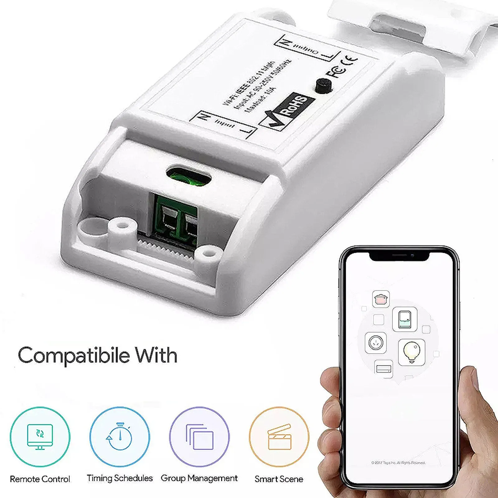 1Pcs WiFi Smart Home Switch White Professional Modification System Remote Control Timing Wireless Lighting Socket Universal