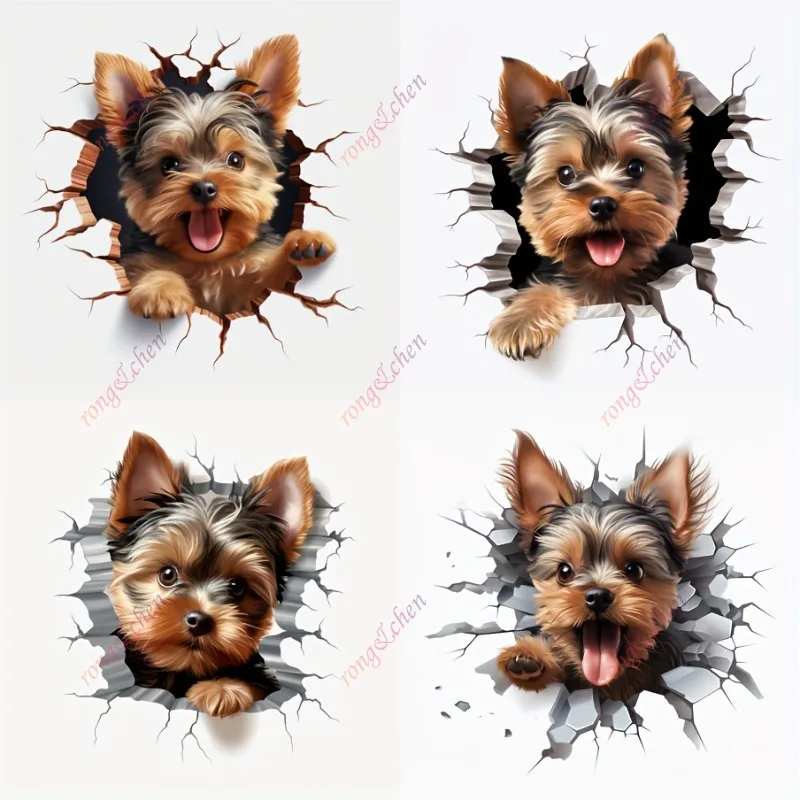 

Animal Dog Car Sticker Yorkshire Terrier Crack Hole for Car Motorcycle Racing Helmet Laptop Trunk Body Car Window PVC Decals