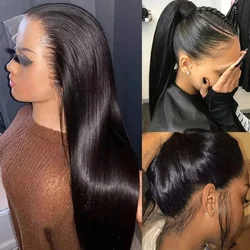 250Densit 13x6 Bone Straight HD Transparent Lace Human Hair Wigs Brazilian 13x4 360 Full Lace Front Wig Human Hair Wig For Women