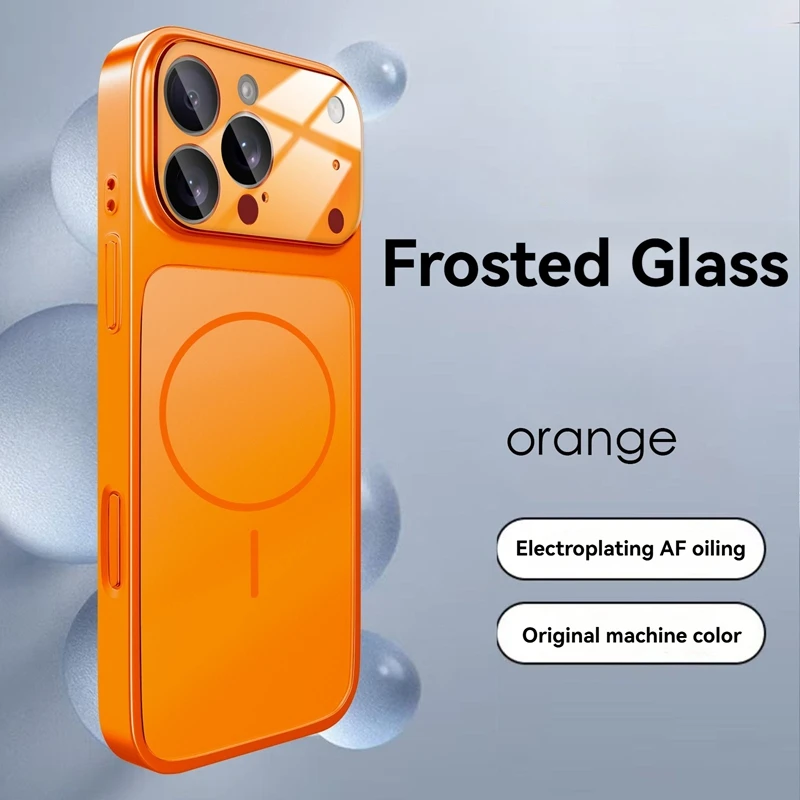 Original Glass Nano Frosted Drop Protection Case for iPhone 17/Air/ProMax 17Pro Support Wireless Charging Magnetic Case