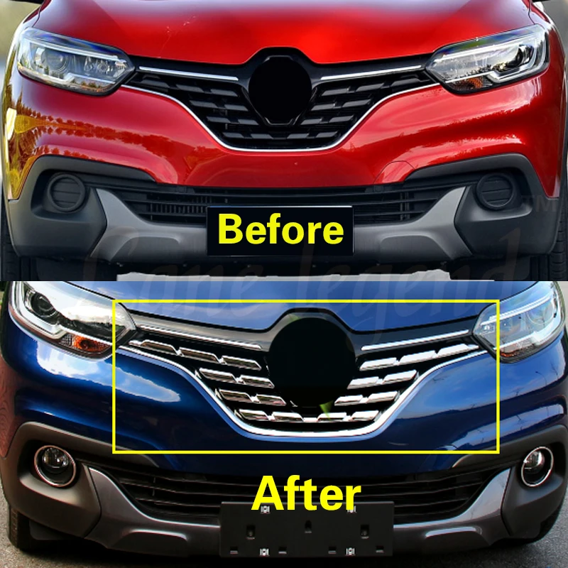 Car Front Grille Cover Trim Molding Chrome Abs Protector Sticker for Renault Kadjar 2015 2016 2017 2018 Racing Grill