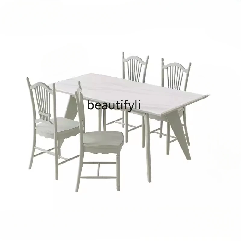 Green Stone Plate Dining Tables and Chairs Set One Table Four Chairs  Living Room Restaurant Home Small Apartment Dining Table