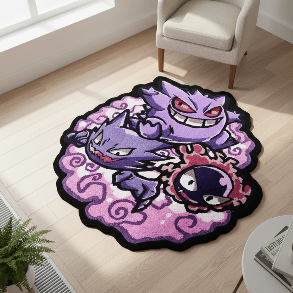 

Anime Pokemon Rug, Gengar Haunter Gastly, Gaming Room Decor, Kids Bedroom Carpet, Gamer Gift, Cute Monster Mat
