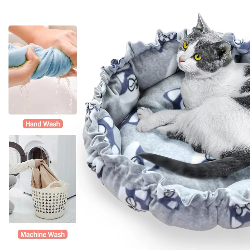 45cm Cat Nest Accessories Round Warm Mattress Cats Bed Pet Products House Supplies Sleeping Bag Cat Stuff Bed For Small Dogs