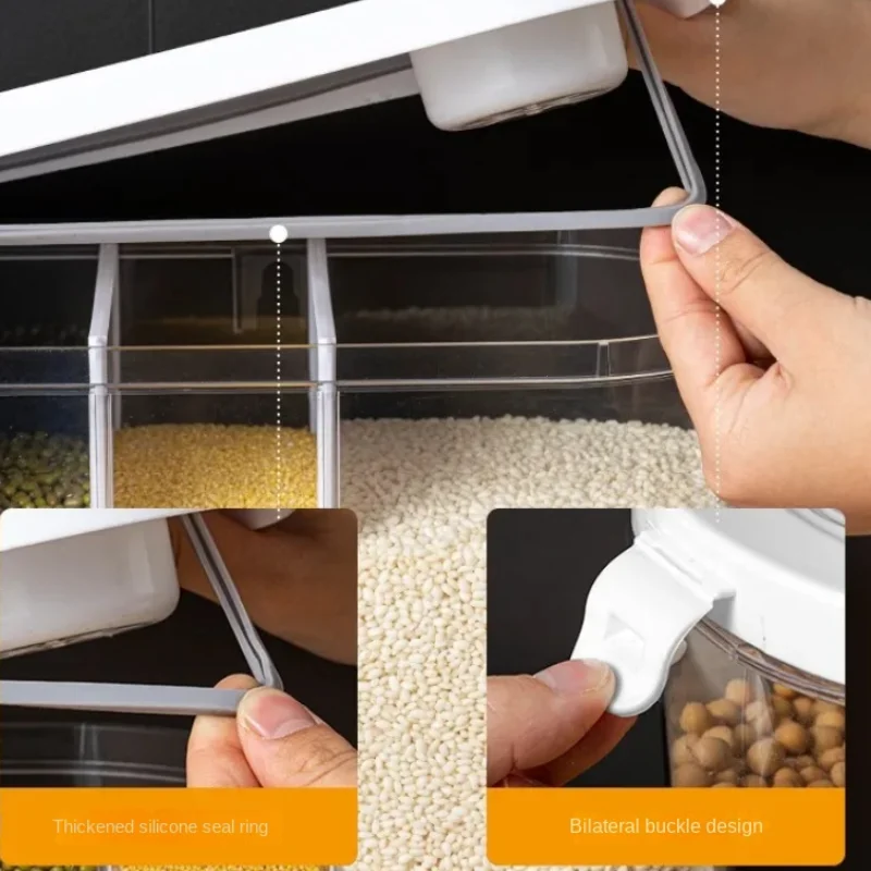 Wall Mounted Cereal Dispenser 5 In 1 Grain Storage Container for Kitchen Food Dispenser for Cereals and Rice