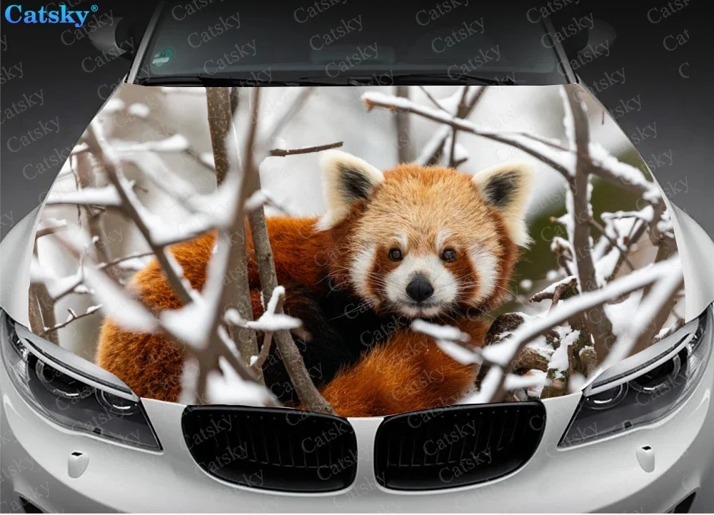 red panda animal car decal graphic vinyl decal cover graphic wrap engine custom DIY design hood retrofit decal sticker