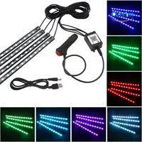 1 Set Neon LED Car Interior Ambient Foot Strip Light Kit 48LED Backlight Remote App Music Control Auto RGB Decorative Lamps