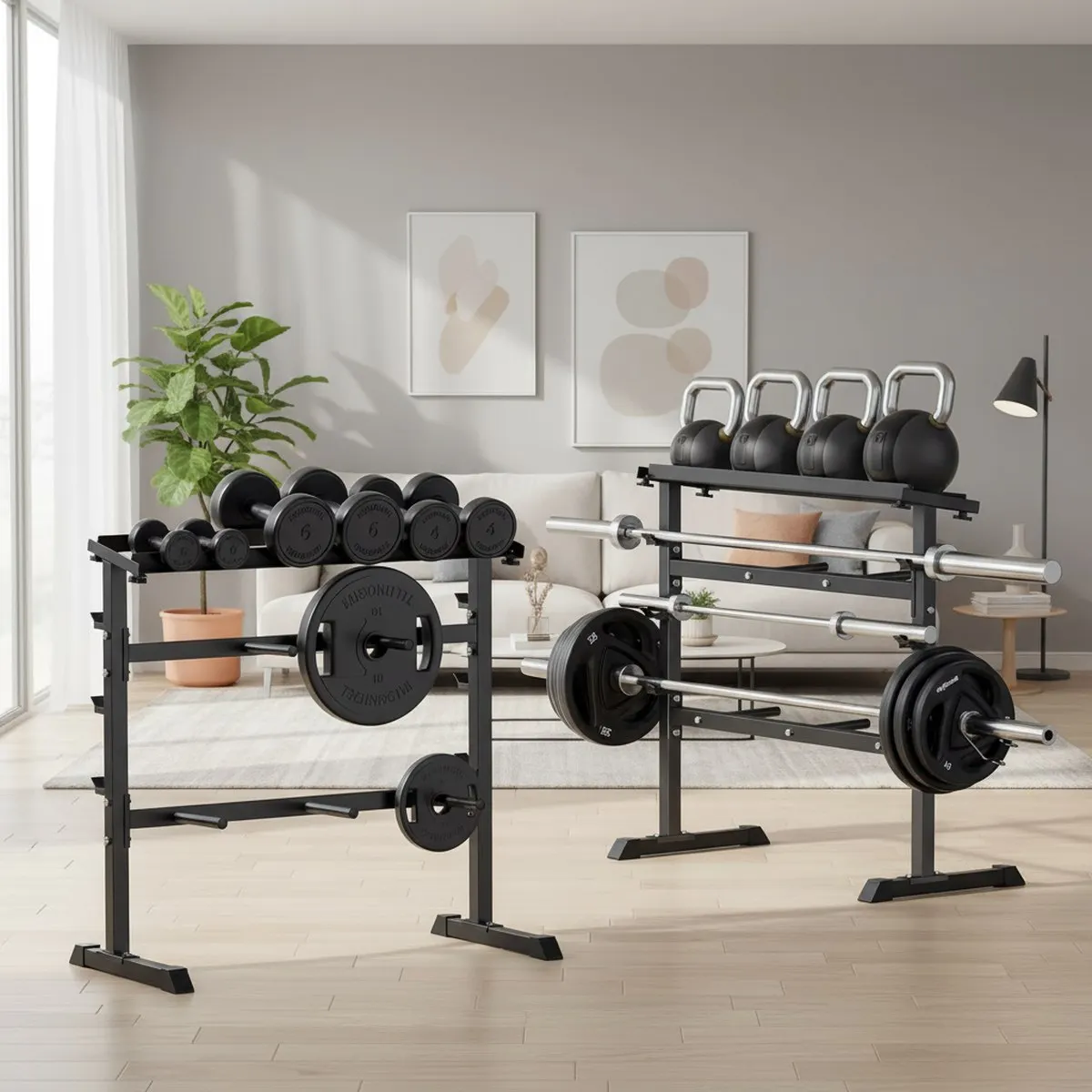 Adjustable 3 Tier Dumbbell Rack Home Gym Weight Storage 1000lbs Capacity Barbell Kettlebell Plates