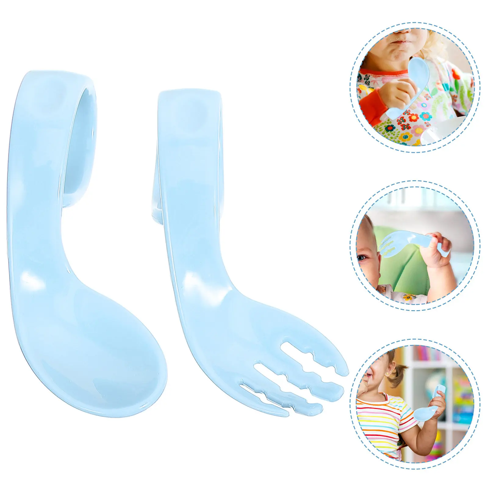 Baby Feeding Utensil Set Training Spoon and Fork with Angled Handles Safe PP Dishwasher Safe for Toddlers