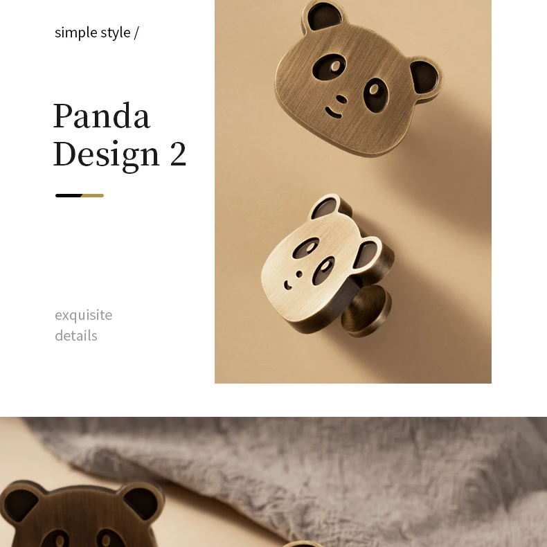 Panda furniture knob in antique brass — product image 17