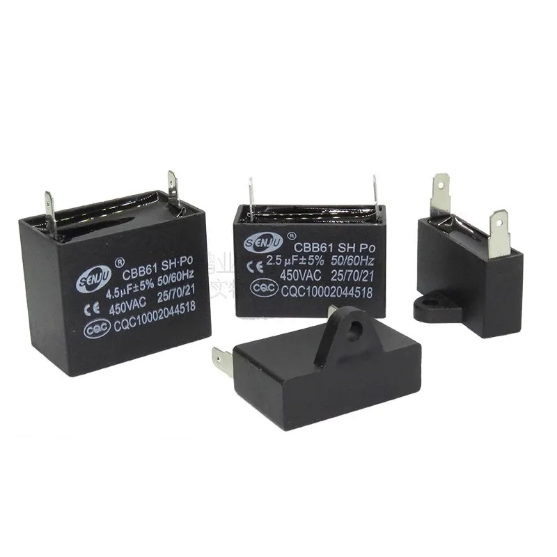 CBB61 Fan Airconditioning Startcondensator 450V1UF 1.2UF 1.5UF 2UF 2.5UF 3UF 3.5UF 4UF 4.5UF 5UF 6UF 8UF 10UF12UF Plug-in Pin