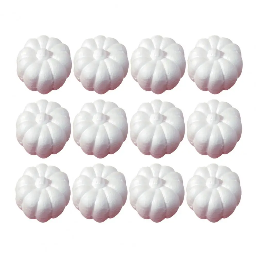 Fall Home Decor Realistic Pumpkin Mold 12pcs White Foam Pumpkins for Halloween Thanksgiving Decor Artificial Ornaments Paintable