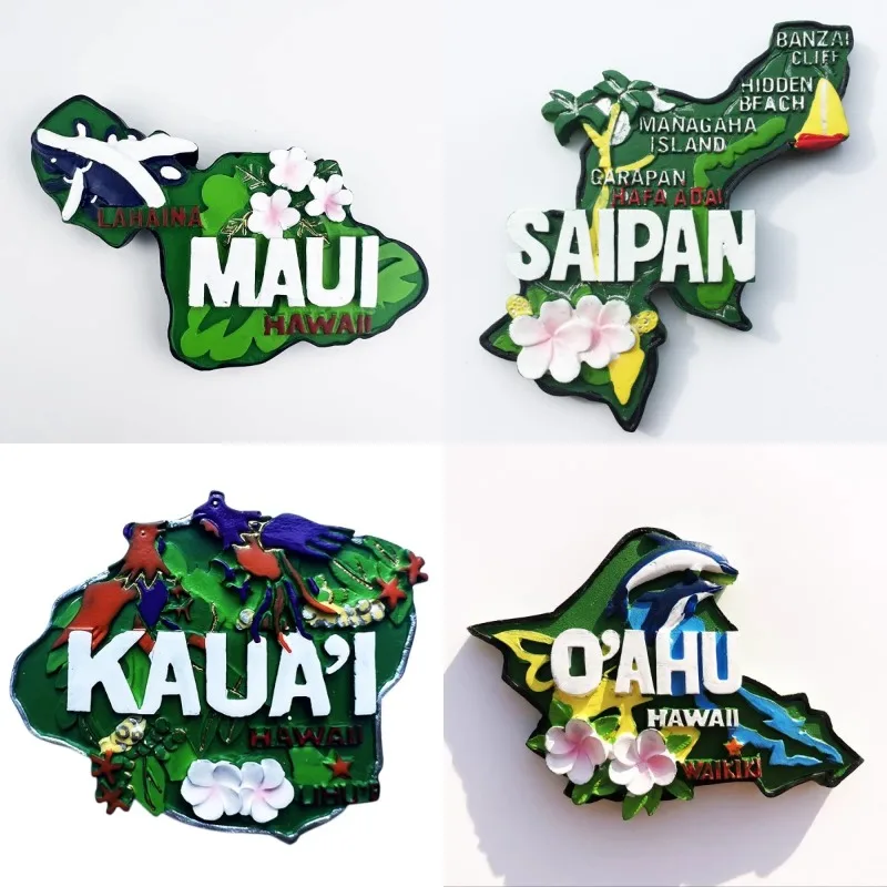 

United States Fridge Magnets Saipan Waikiki Beach Kauai Maui Hawaii Travelling Souvenirs America Refrigerator Stickers Gifts