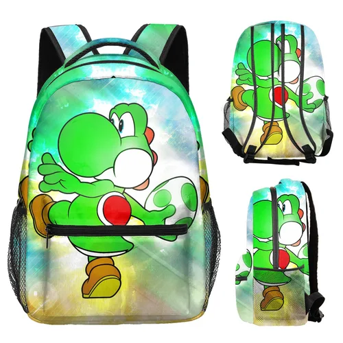 Imagen 1 del producto Mochila Harajuku Popular y divertida con dinosaurio Yoshi para estudiantes, mochilas para Notebook con estampado 3D Oxford, mochilas de viaje impermeables para niños y niñas