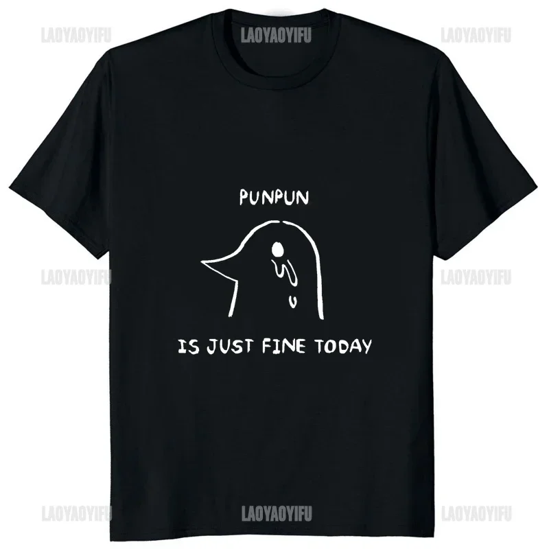 Oyasumi PunPun Is Just Fine Today Printed Funny Cartoon Tshirt Humor Anime Streetwear Harajuku Men T Shirt Casual Loose Tees