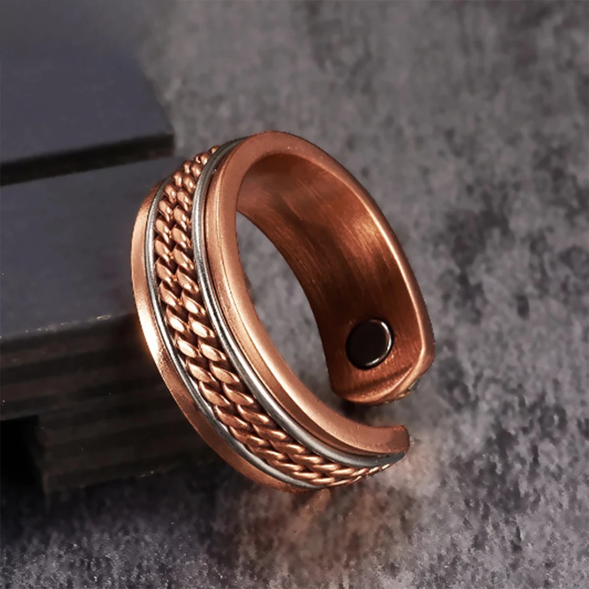 Магнитные кольца из чистой меди для женщин и мужчин, витые, для здоровья, энергетические, для пальцев, открытые манжеты, регулируемые ювелирные изделия, высокий магнит, изменяемый размер