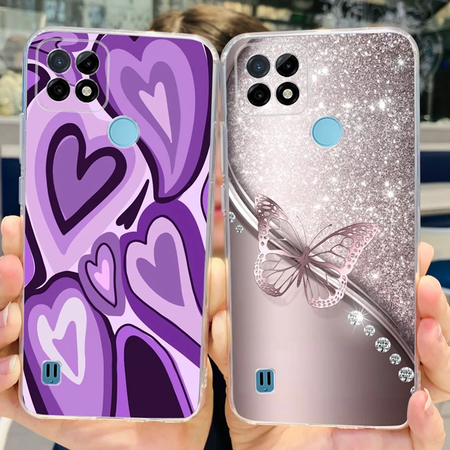 ل Realme C21Y حافظة Realme C25Y غطاء أنيق مطلي واضح سيليكون لينة حافظة هاتف من البولي يوريثان ل Realme C21Y C25Y RealmeC21Y الوفير
