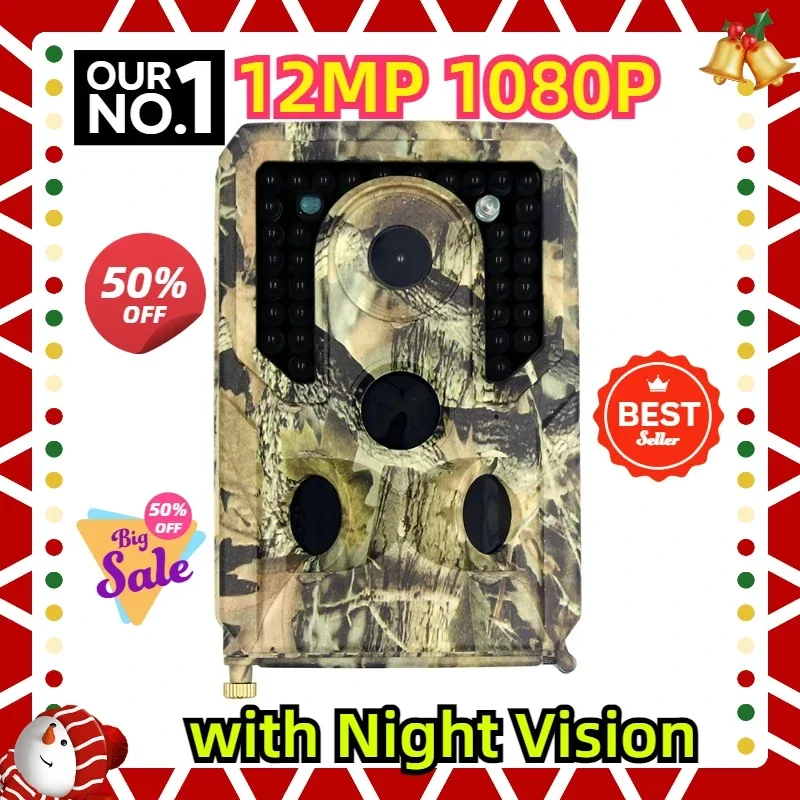 

12MP 1080P Waterproof Wildlife Camera 110 Degree Detection Motion Activated Hunting Camera with Night Vision Trail Game Camer